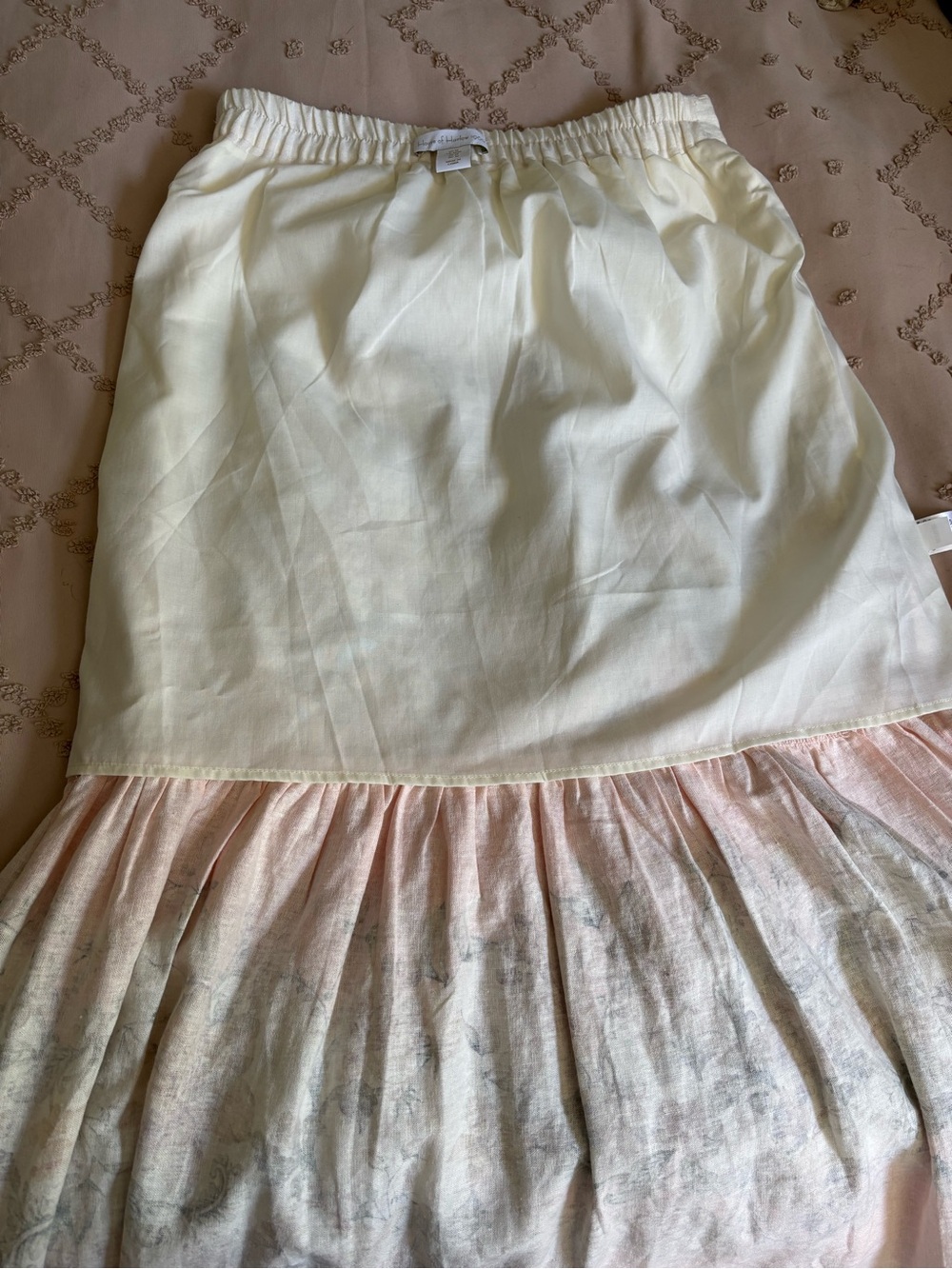 House of Harlow 1960 Floral Linen Blend Maxi Skirt Peach Pink M - Picture 5 of 8